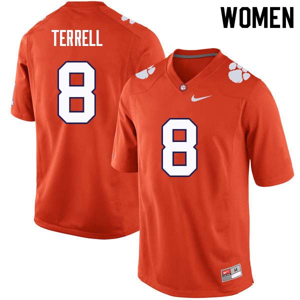 Women #8 A.J. Terrell Clemson Tigers College Football Jerseys Sale-Orange